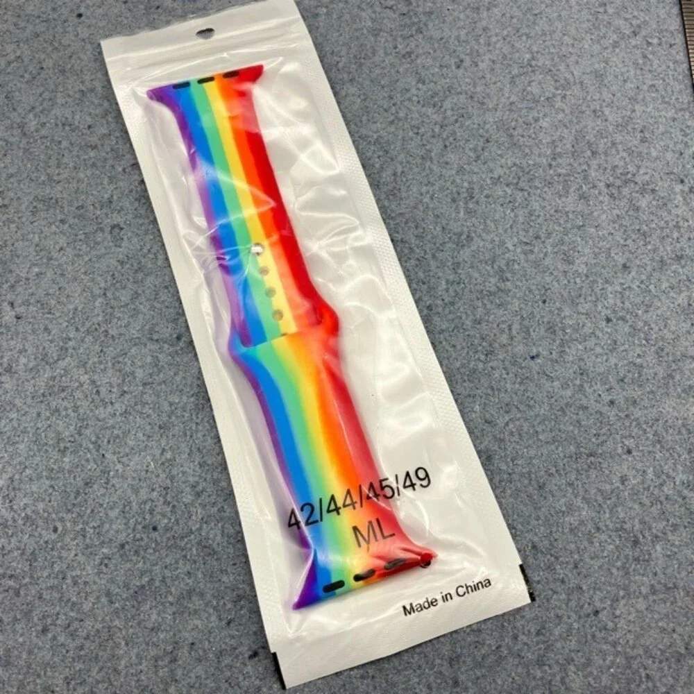 New Silicone Watch Band 42/44/45/46/49mm ML Rainbow Replacement Strap Unisex